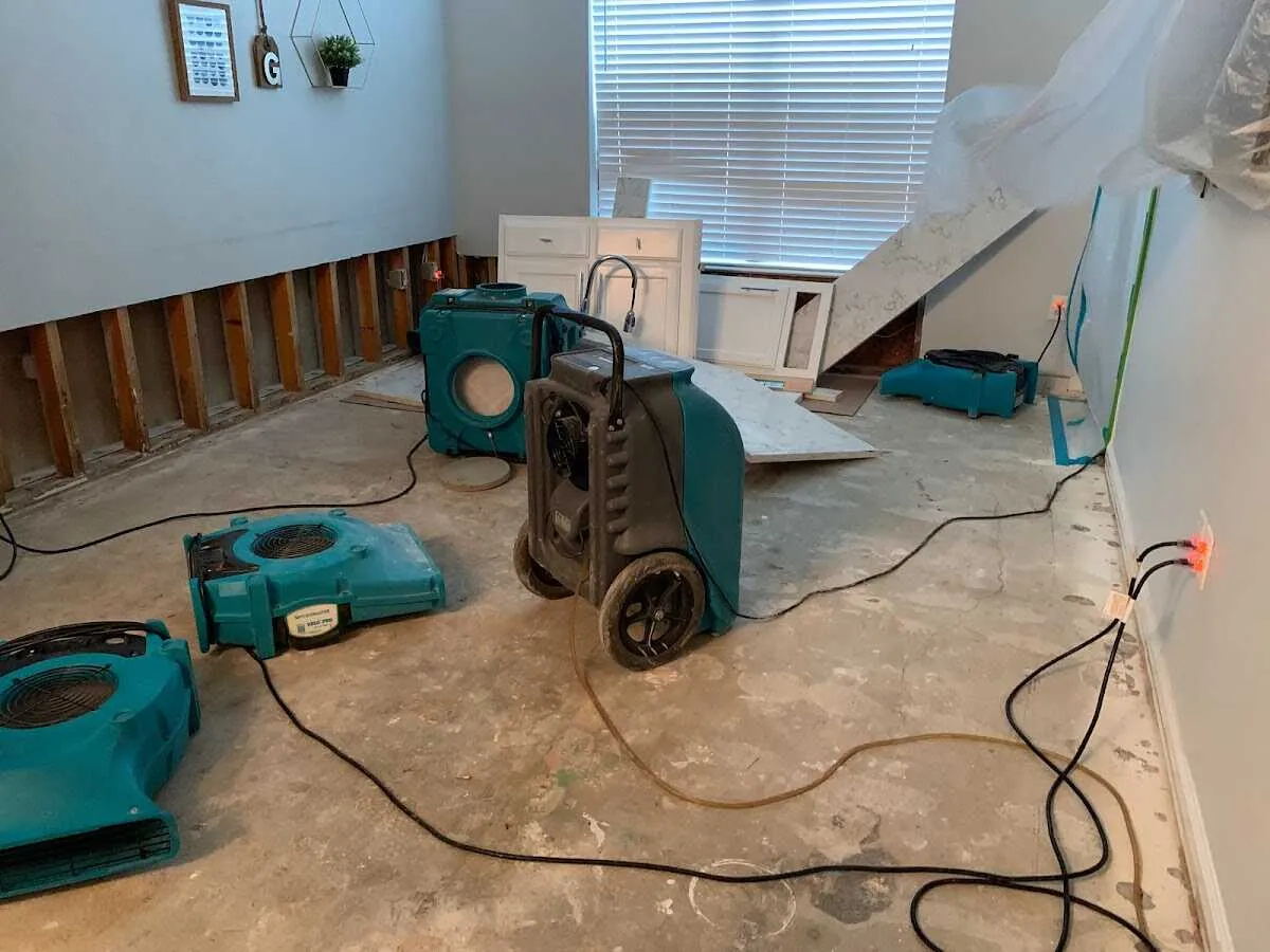 Dehumidifier in flood-cut room for Water Damage Restoration in Silverthorne